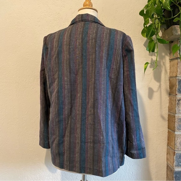 Vintage String Bean southwestern style stripe woven blazer / button up shirt - Picture 7 of 11
